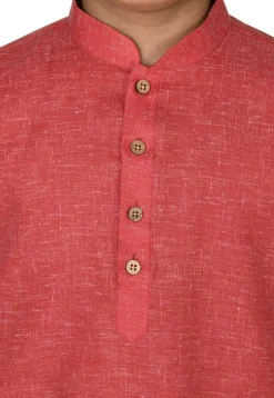 Solid Color Cotton Kurta in Red
