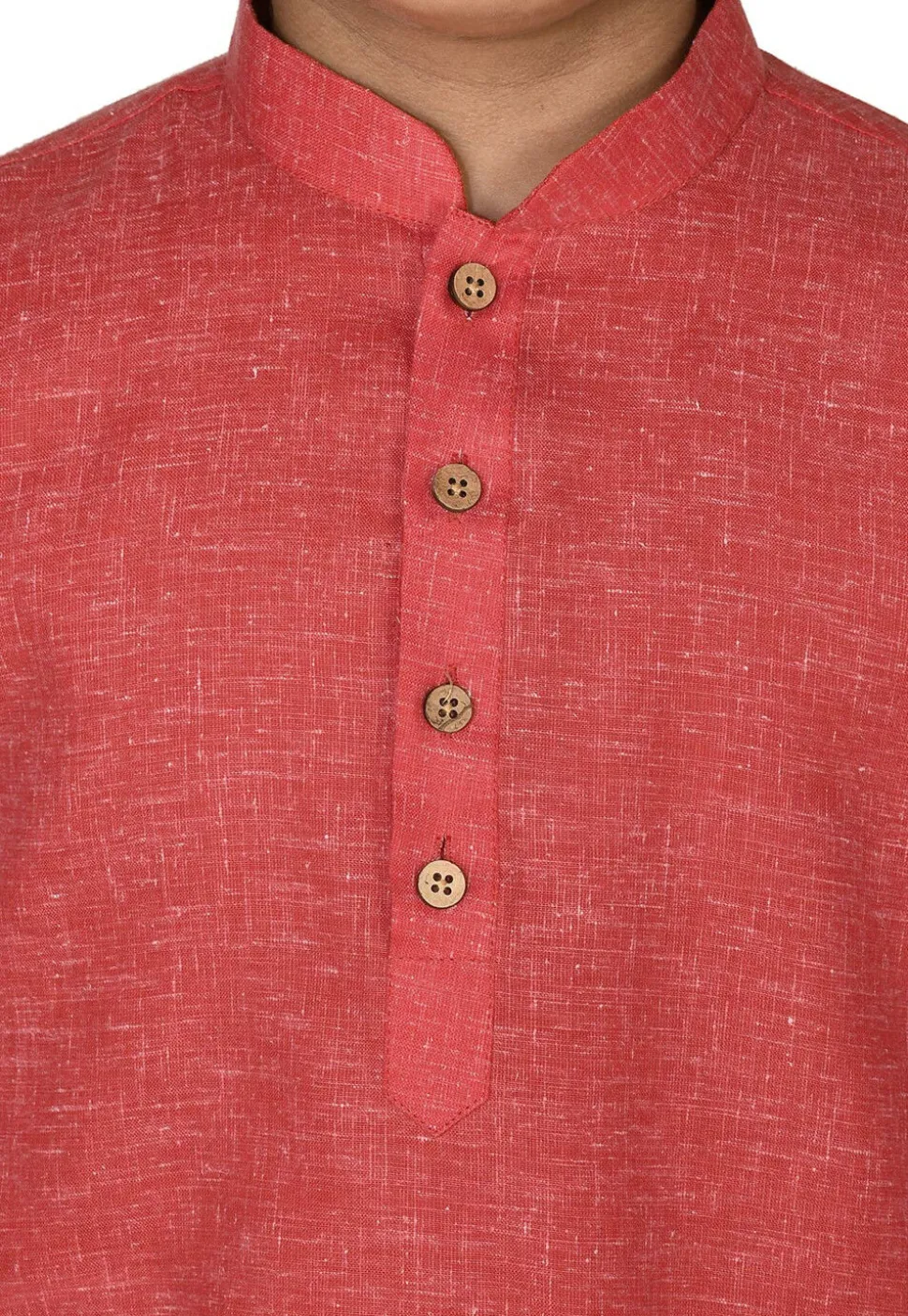 Solid Color Cotton Kurta in Red