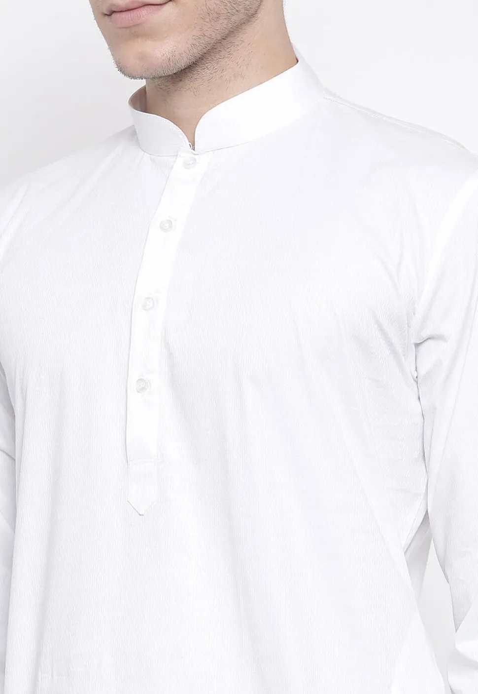 Solid Color Cotton Kurta in White