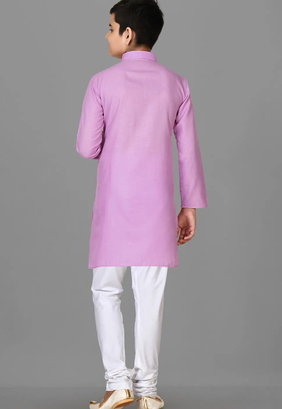 Solid Color Cotton Kurta in Pink