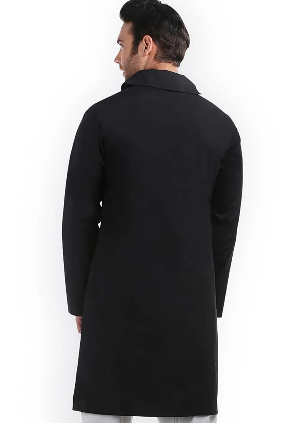 Solid Color Cotton Kurta in Black
