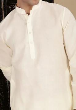 Solid Color Cotton Kurta in Off White