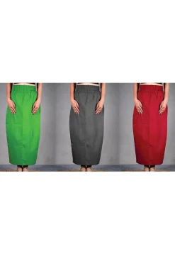Solid Color Cotton Lycra Petticoat Combo Set in Multicolor