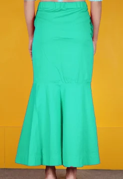 Solid Color Cotton Lycra Fish Cut Petticoat in Teal Green
