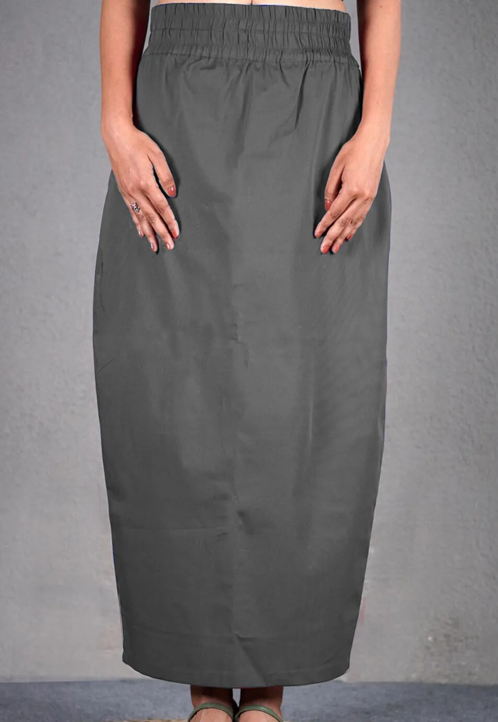 Solid Color Cotton Lycra Petticoat in Grey
