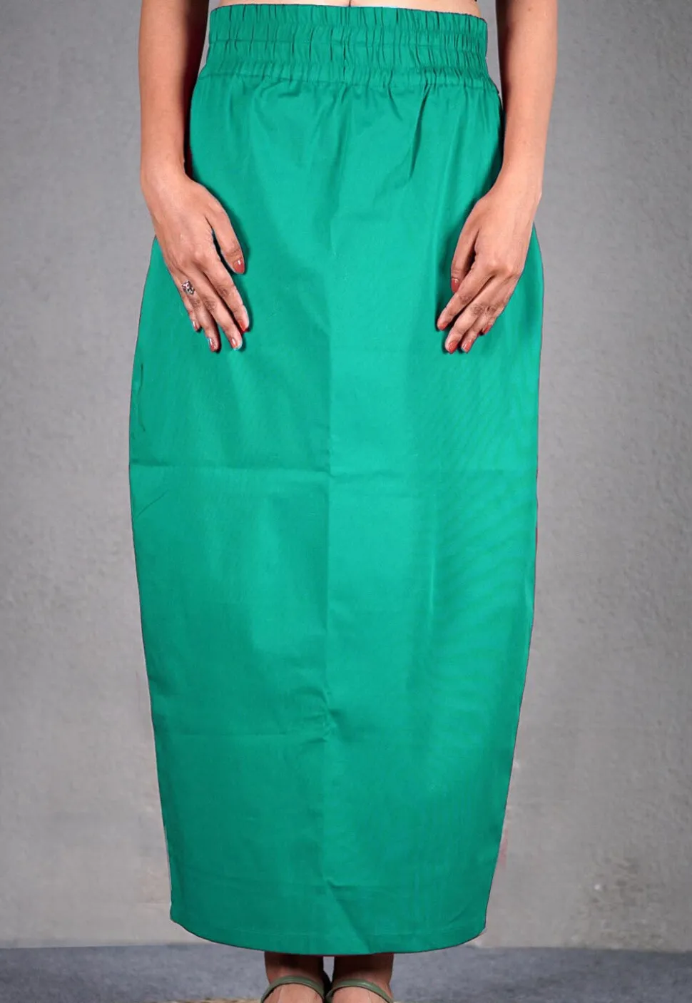 Solid Color Cotton Lycra Petticoat in Teal Green