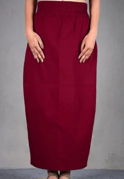 Solid Color Cotton Lycra Petticoat in Maroon