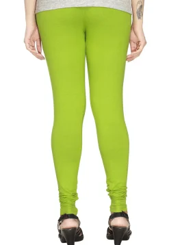 Solid Color Cotton Lycra Leggings in Light Green