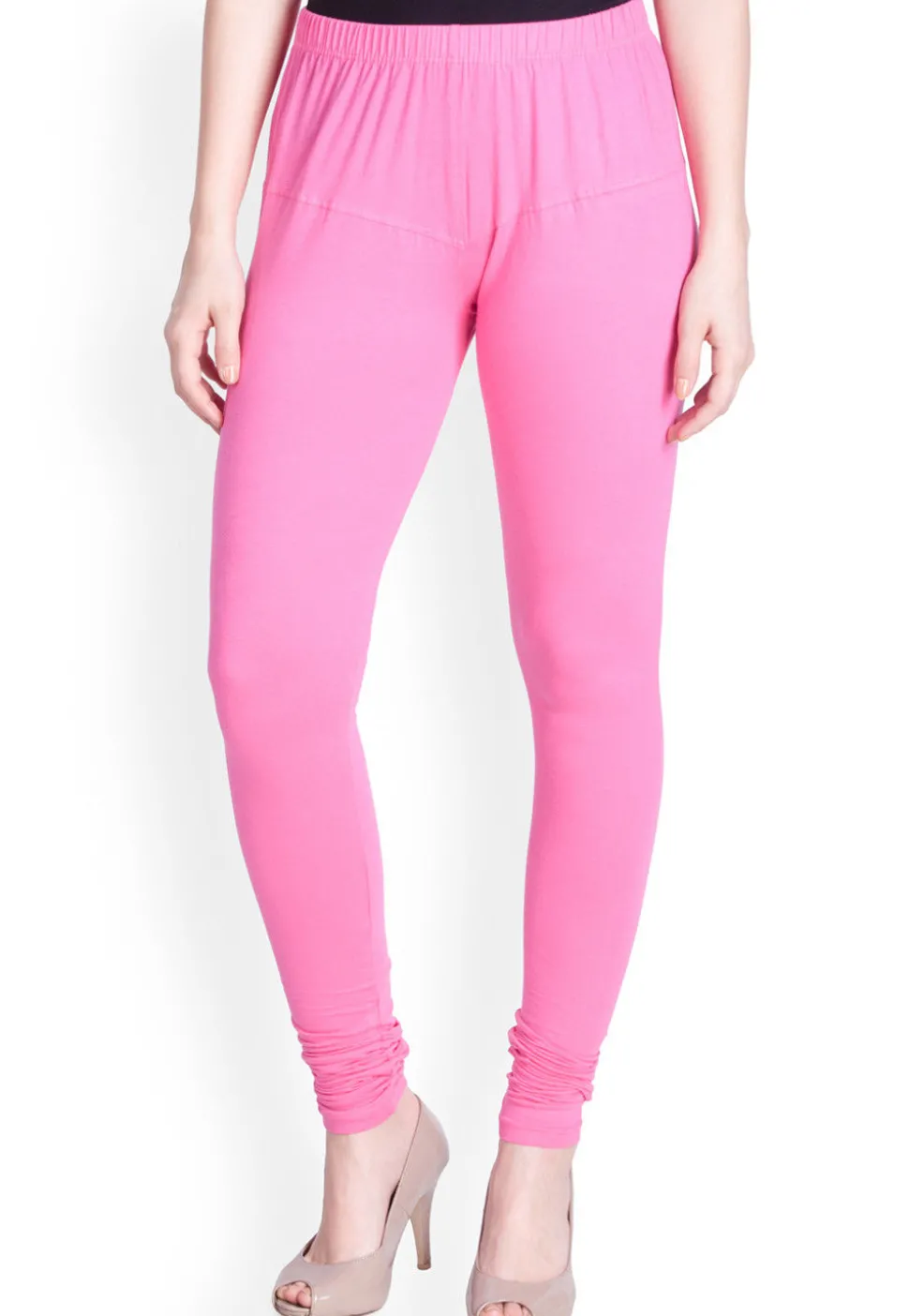 Solid Color Cotton Lycra Leggings in Pink