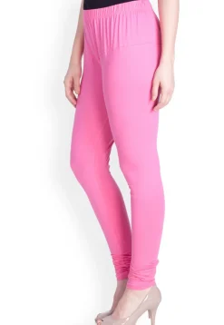 Solid Color Cotton Lycra Leggings in Pink