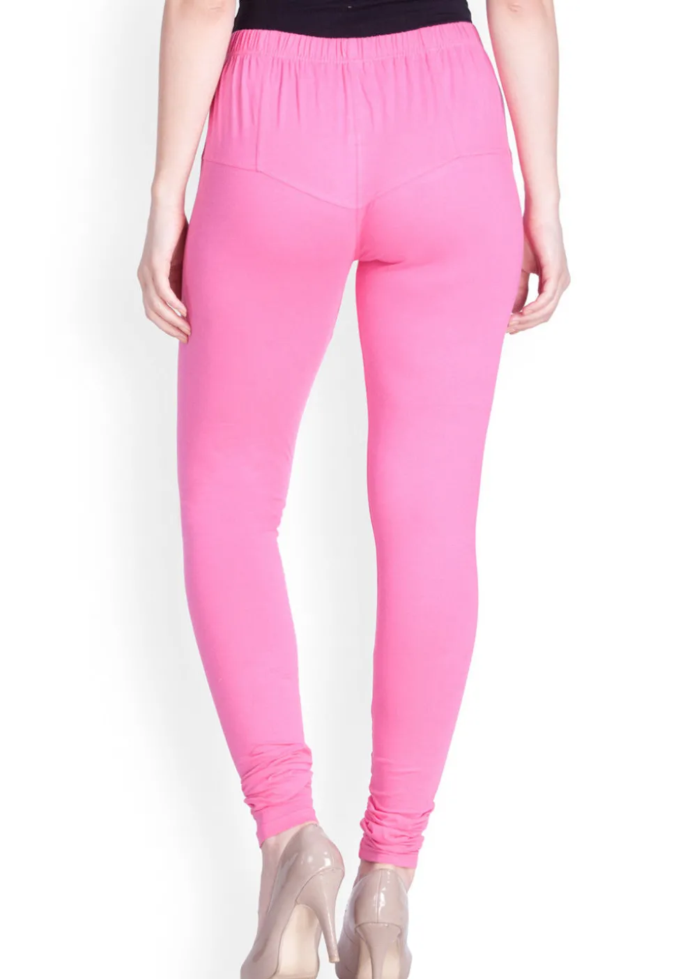 Solid Color Cotton Lycra Leggings in Pink