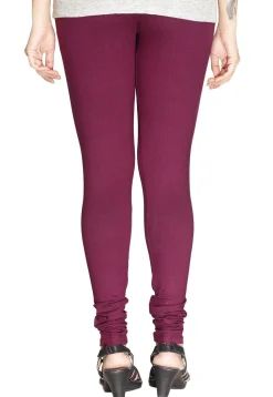 Solid Color Cotton Lycra Leggings in Purple