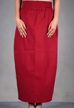 Solid Color Cotton Lycra (Elastane) Petticoat in Maroon