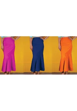 Solid Color Cotton Lycra Petticoat Combo Set in Multicolor