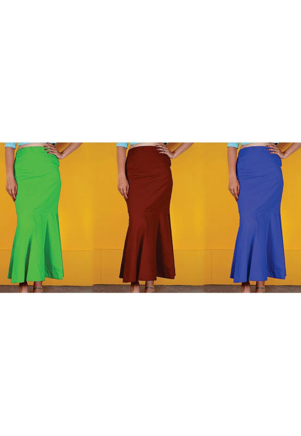 Solid Color Cotton Lycra Petticoat Combo Set in Multicolor