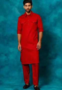 Solid Color Cotton Paithani Suit in Maroon