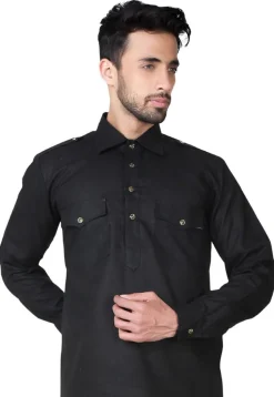 Solid Color Cotton Paithani Suit in Black