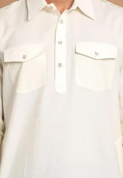 Solid Color Cotton Paithani Suit in Off White