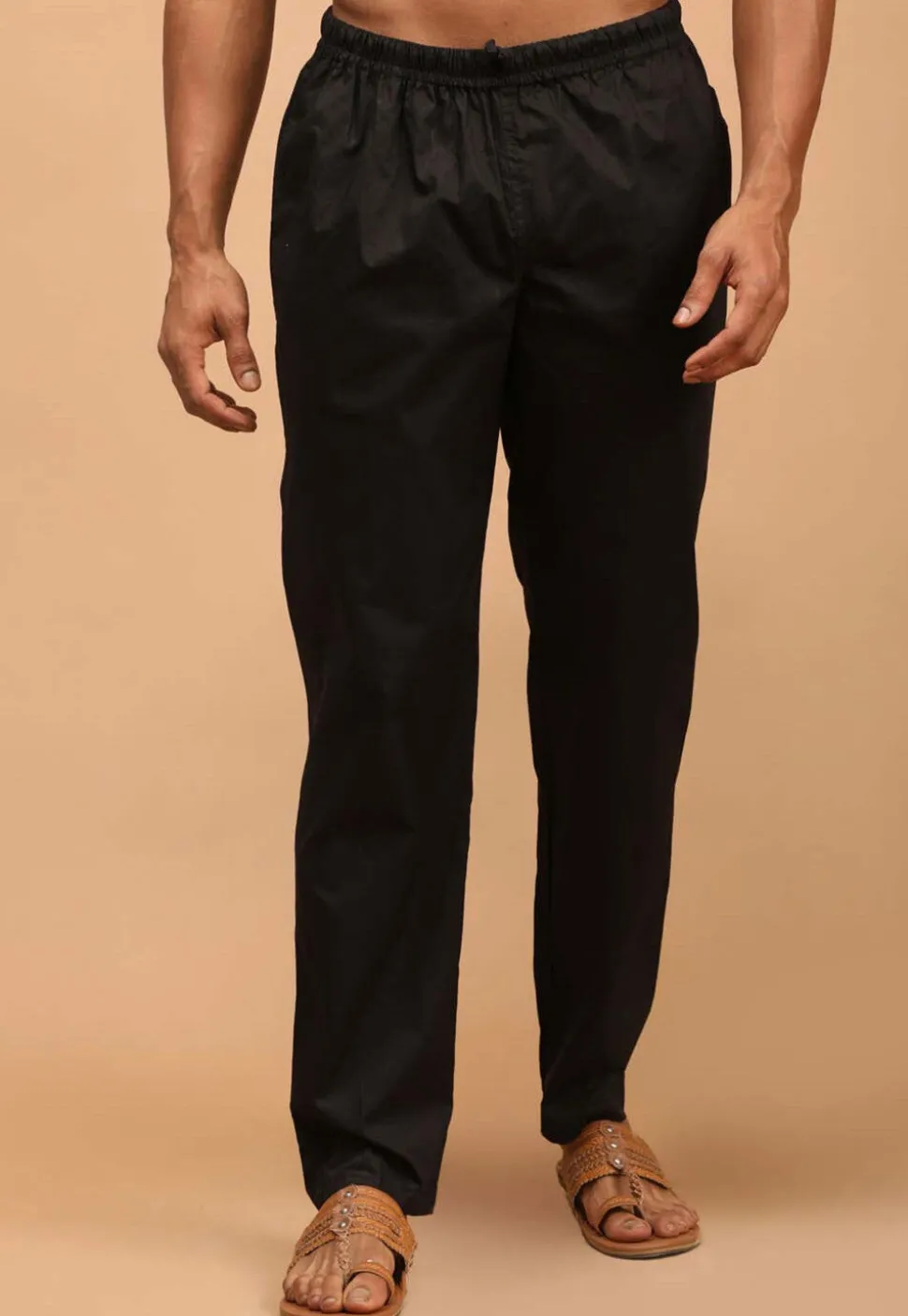 Solid Color Cotton Pajama in Black