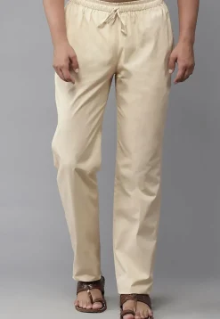 Solid Color Cotton Pajama in Light Beige