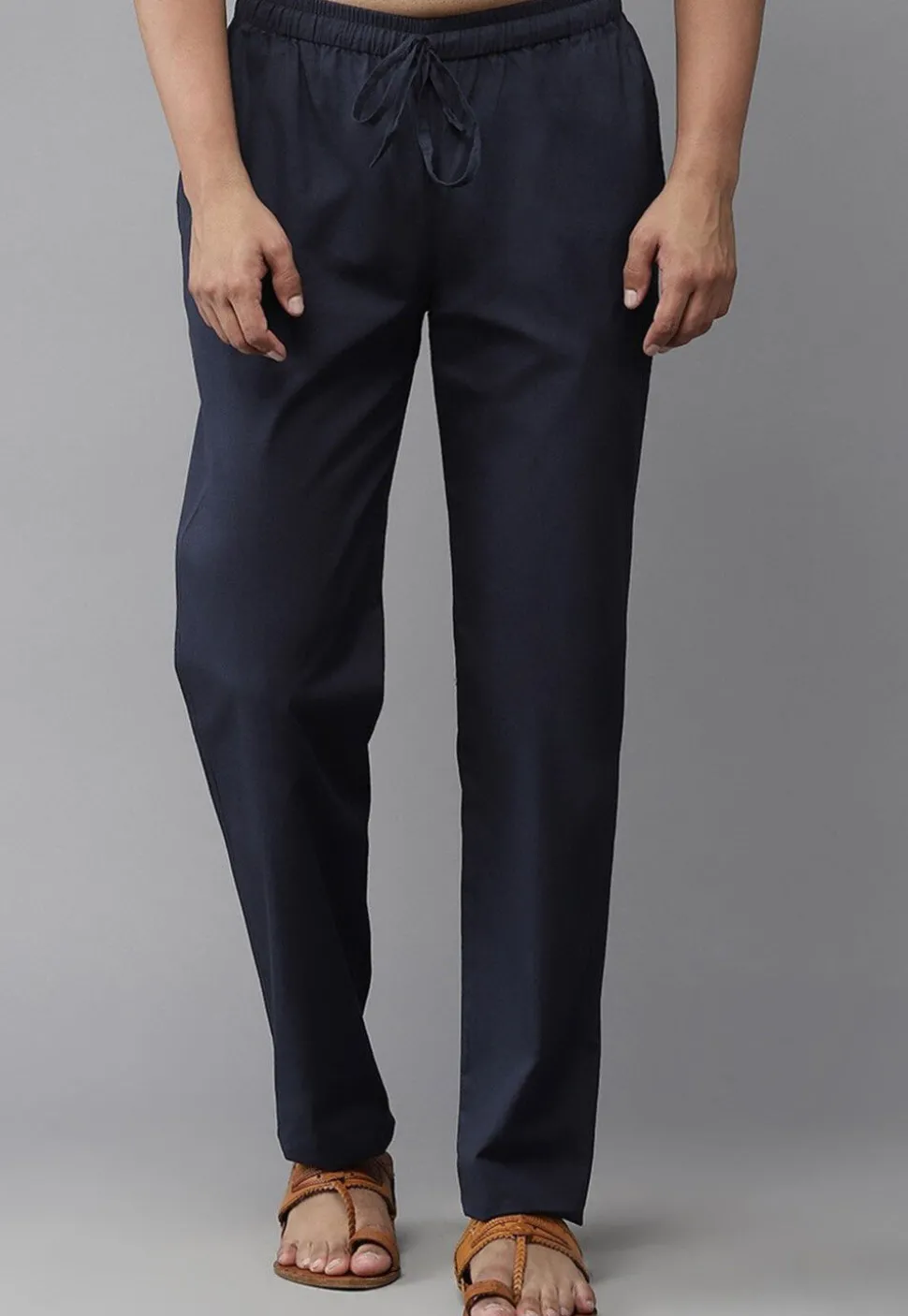 Solid Color Cotton Pajama in Navy Blue