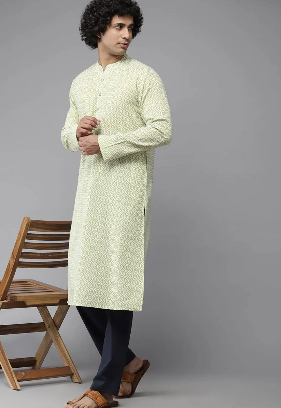 Solid Color Cotton Pajama in Navy Blue
