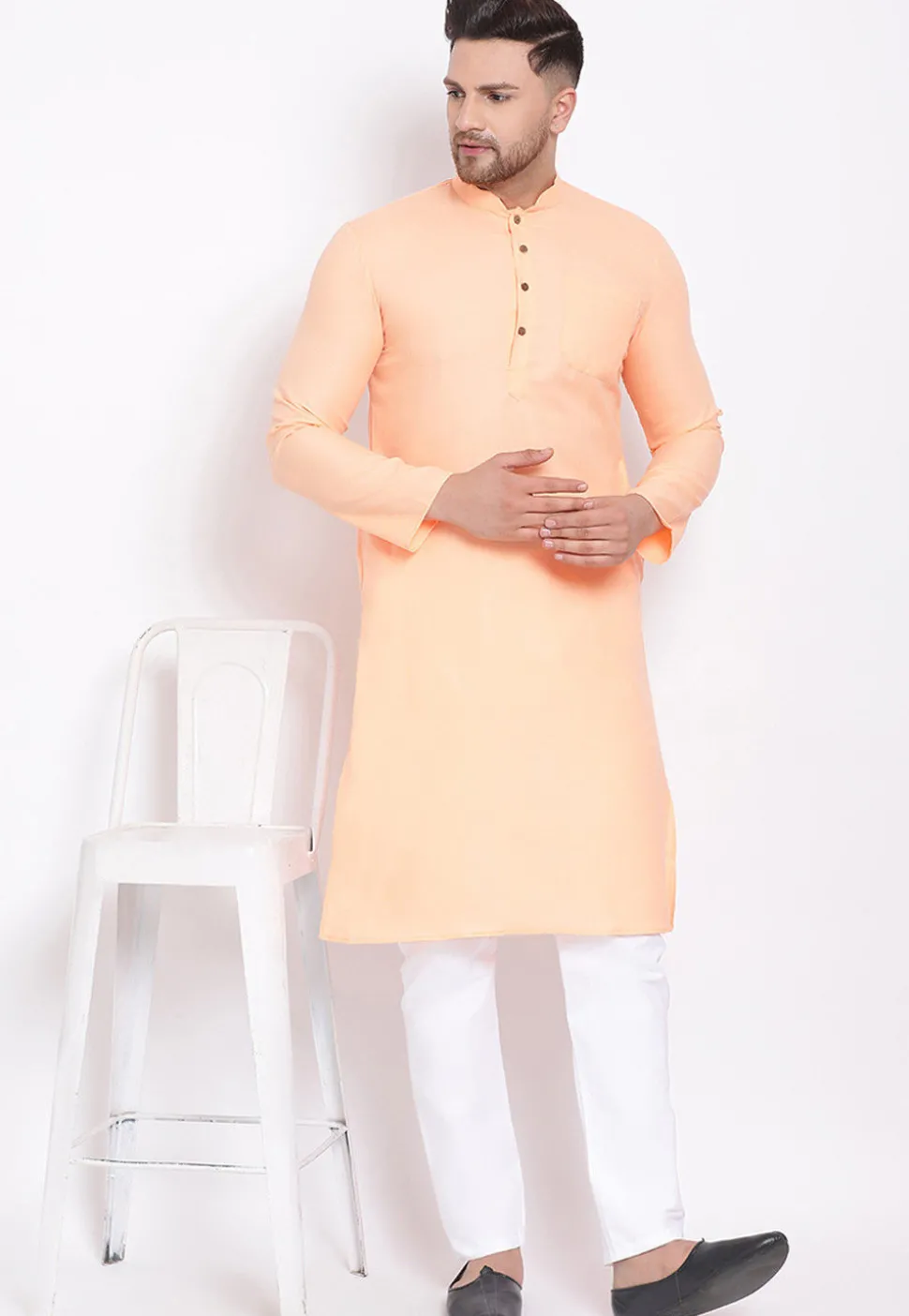 Solid Color Cotton Pajama in White