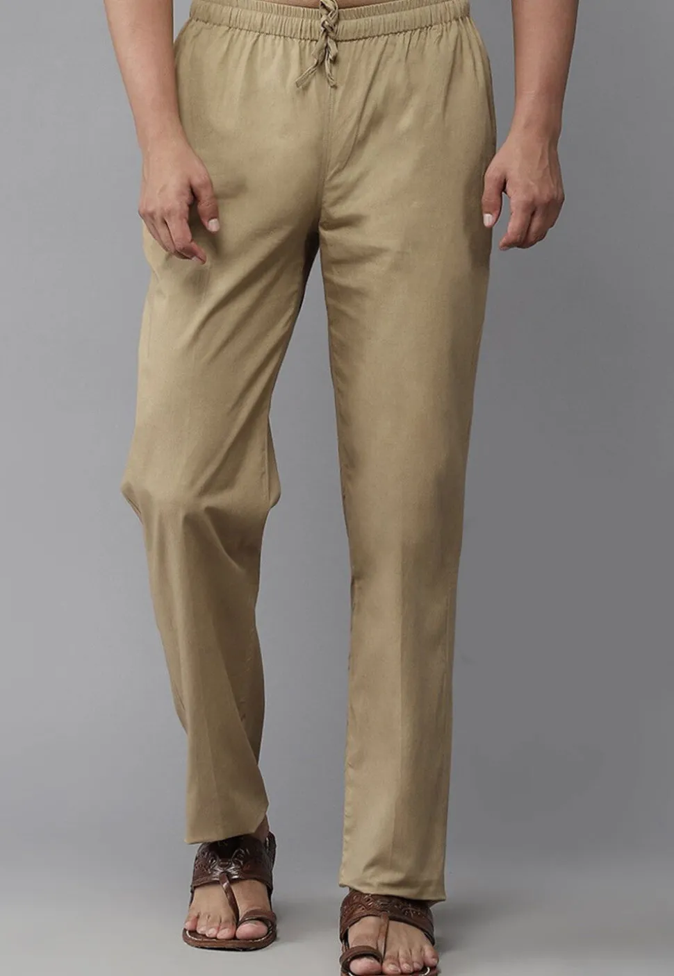 Solid Color Cotton Pajama in Beige