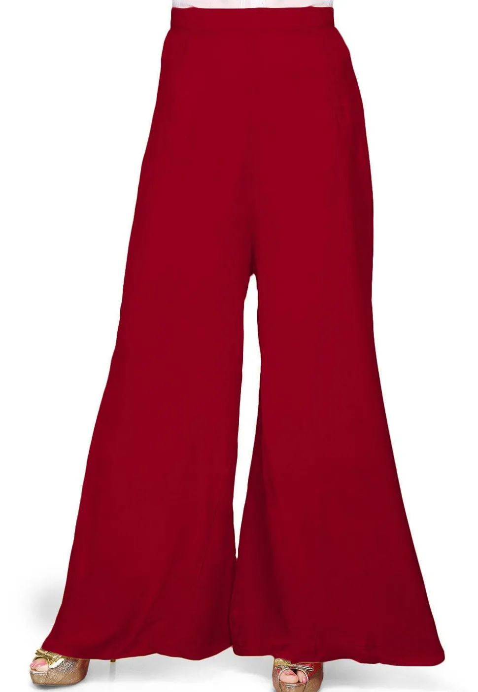 Solid Color Cotton Palazzo in Maroon