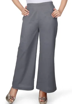 Solid Color Cotton Palazzo in Grey