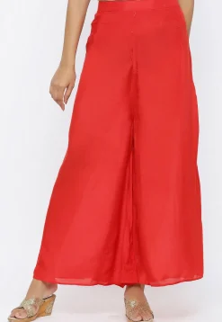 Solid Color Cotton Palazzo in Red