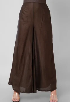 Solid Color Cotton Palazzo in Brown