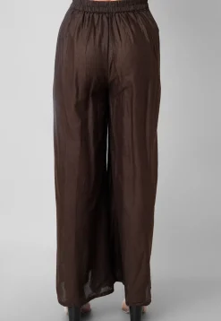 Solid Color Cotton Palazzo in Brown
