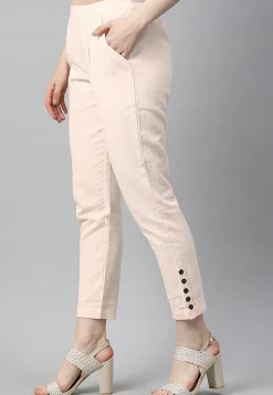 Solid Color Cotton Pant in Off White