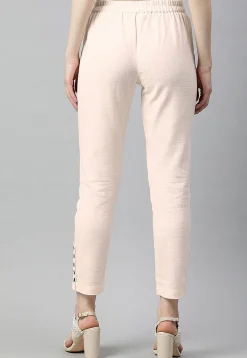 Solid Color Cotton Pant in Off White