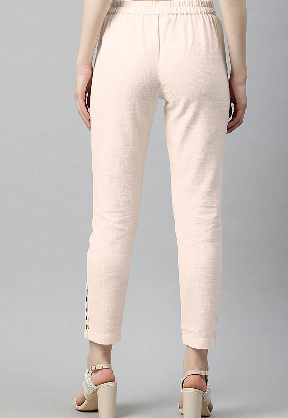 Solid Color Cotton Pant in Off White