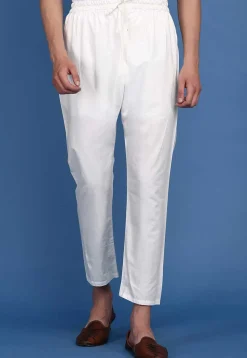 Solid Color Cotton Pant in Off White
