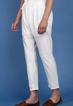 Solid Color Cotton Pant in Off White