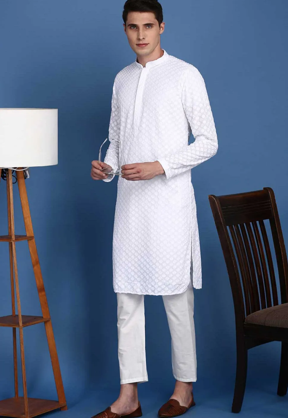Solid Color Cotton Pant in Off White