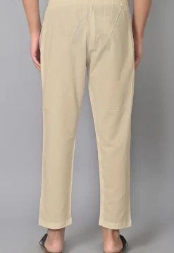 Solid Color Cotton Pant in Light Beige