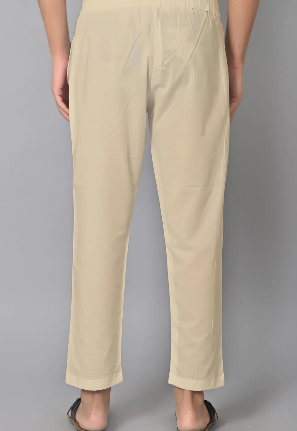 Solid Color Cotton Pant in Light Beige