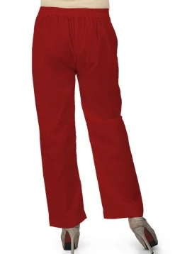 Solid Color Cotton Pant in Red
