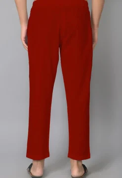 Solid Color Cotton Pant in Red