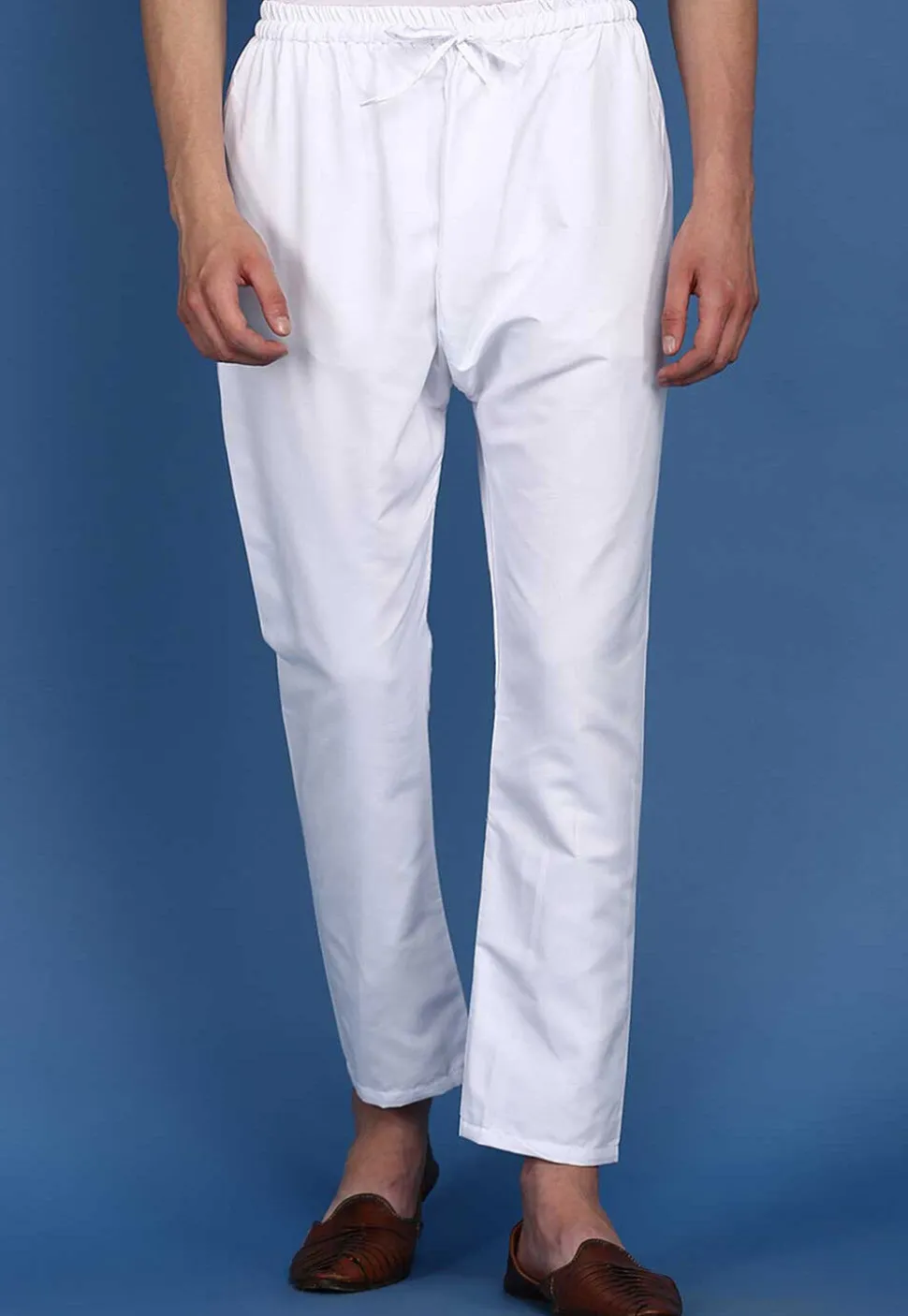 Solid Color Cotton Pant in White