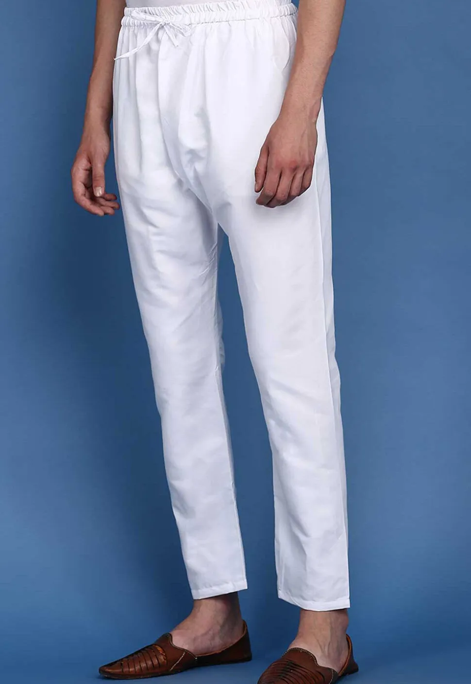 Solid Color Cotton Pant in White