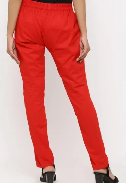 Solid Color Cotton Pant in Red