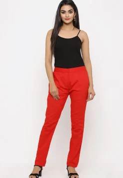 Solid Color Cotton Pant in Red