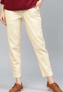 Solid Color Cotton Pant in Cream