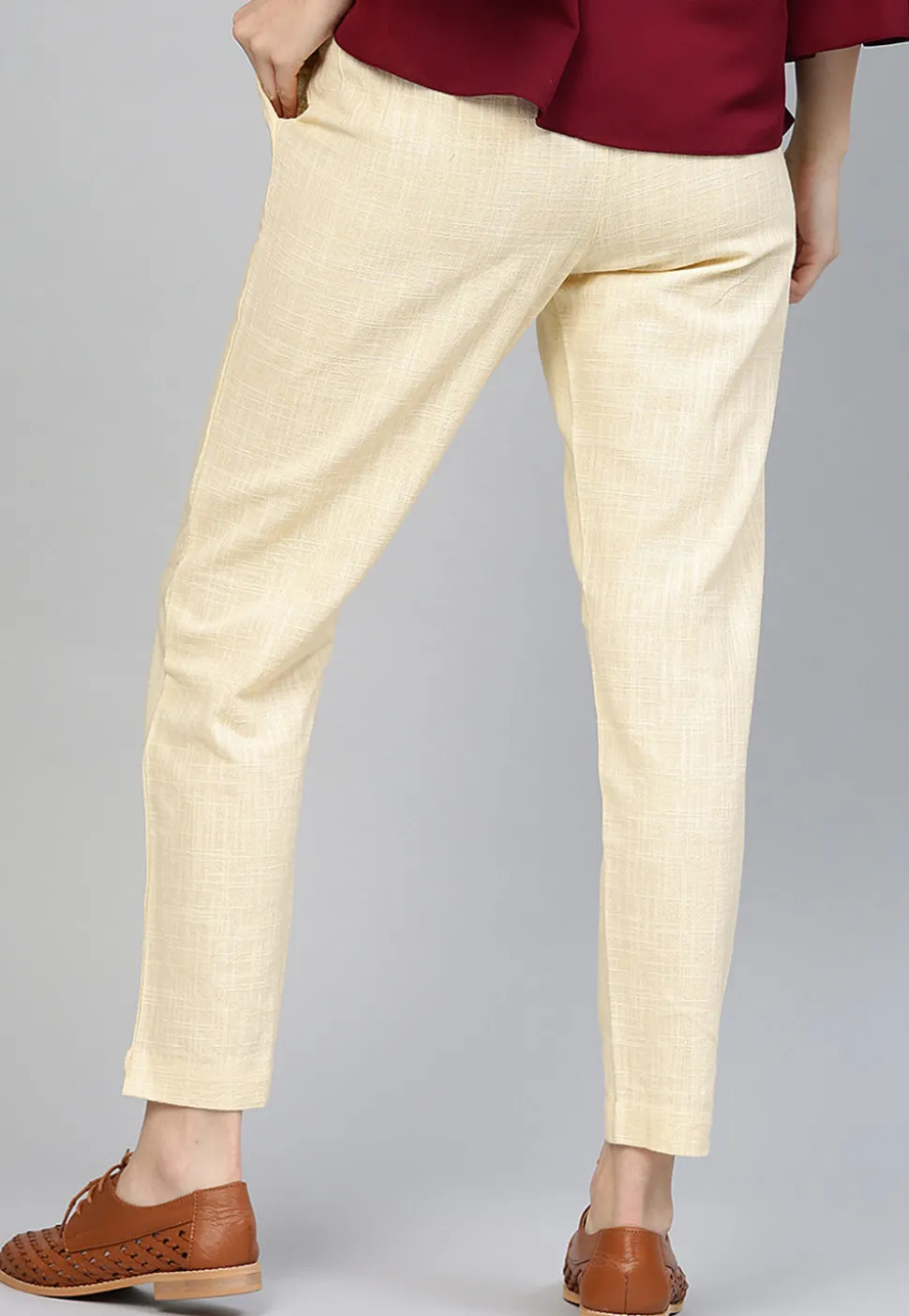 Solid Color Cotton Pant in Cream