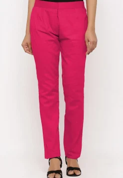 Solid Color Cotton Pant in Pink